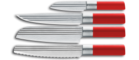 AML LINES Messerset 4- tlg ROT(VG10 Damaststahl) 